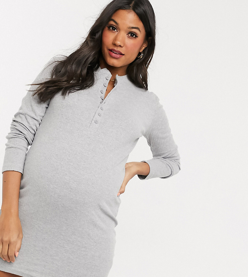Missguided maternity – Grå miniklänning med knäppning framtill