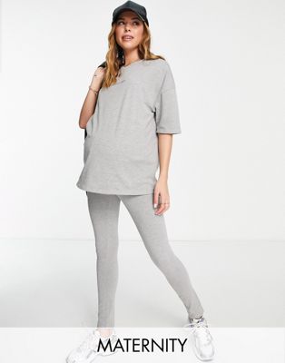 Missguided Maternity legging & t-shirt set in grey