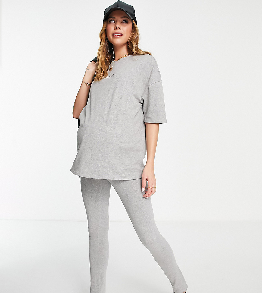 Missguided Maternity leggings and T-shirt set in gray