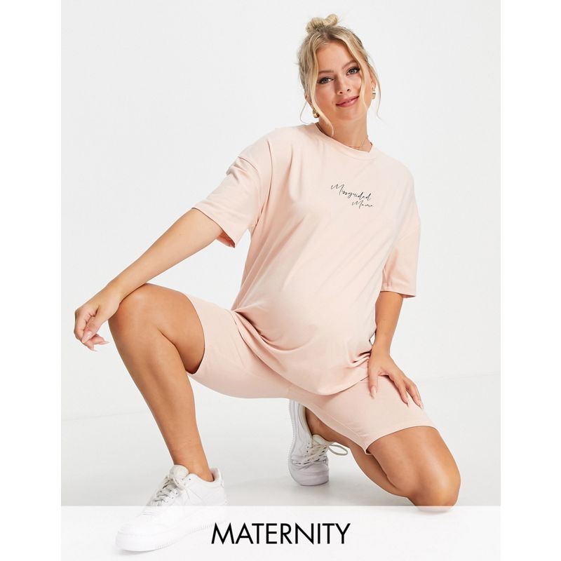Coordinati  Missguided Maternity - Leggings corti e t-shirt rosa