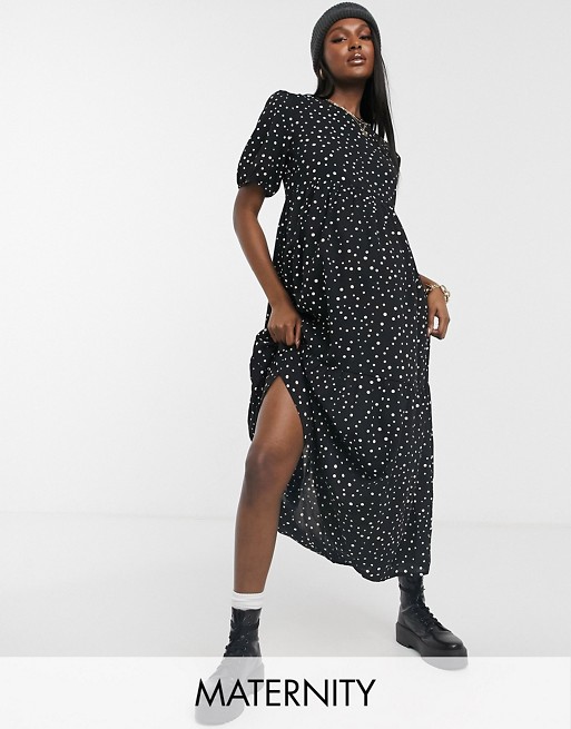 Missguided Maternity maxi smock dress in black