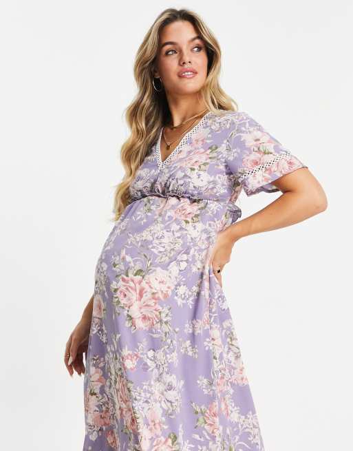 ASOS DESIGN Maternity over the bump legging in lilac floral print