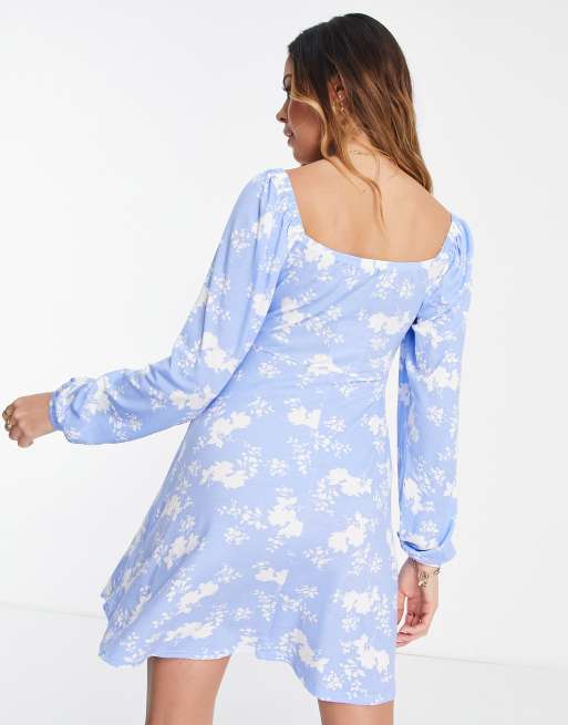 Missguided Maternity milkmaid skater midi dress in blue floral