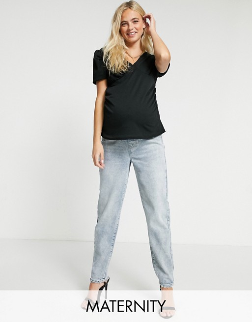 Missguided Maternity milkmaid top in black