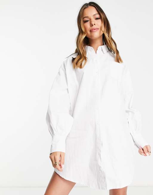 Missguided Maternity - Mini overhemdjurk in wit, 2 van 4