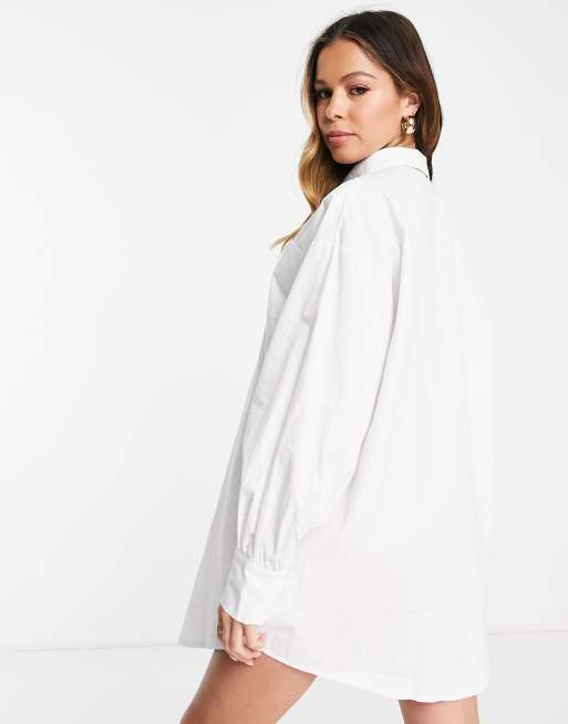 Missguided Maternity mini shirt dress in white, 3 of 4