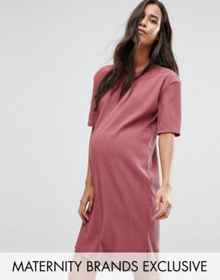 Missguided Maternity Oversized Textured Tshirt Dress