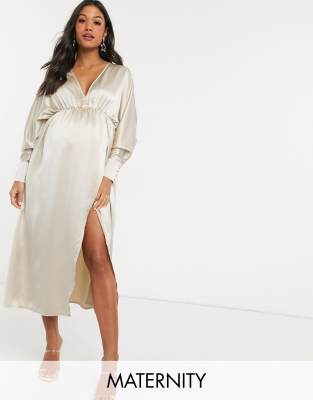 cream maternity maxi dress