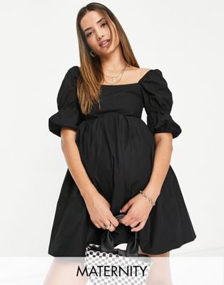 Missguided Maternity poplin smock mini dress in black