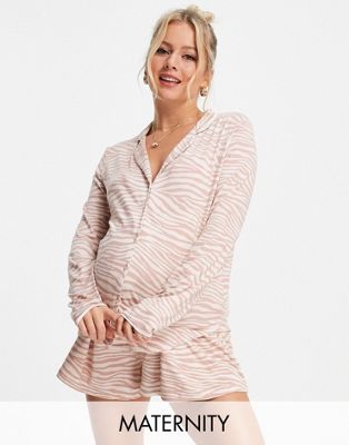 Pyjamas Missguided Maternity - Pyjama à imprimé zèbre - Blush