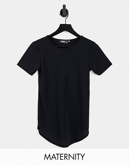 Missguided Maternity ribbed crew neck t-shirt in black