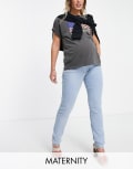 [Missguided Maternity] Missguided Maternity Riot comfort stretch mom jeans in blue 8 Blue