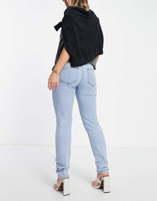 Missguided Maternity Riot comfort stretch mom jeans in blue