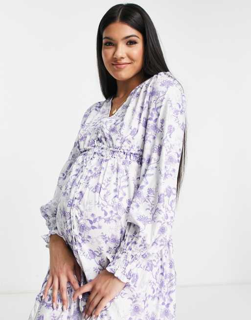 Missguided Maternity Robe fleurs boutonn e Blanc