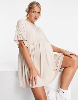 Robes Missguided Maternity - Robe babydoll à volants - Taupe