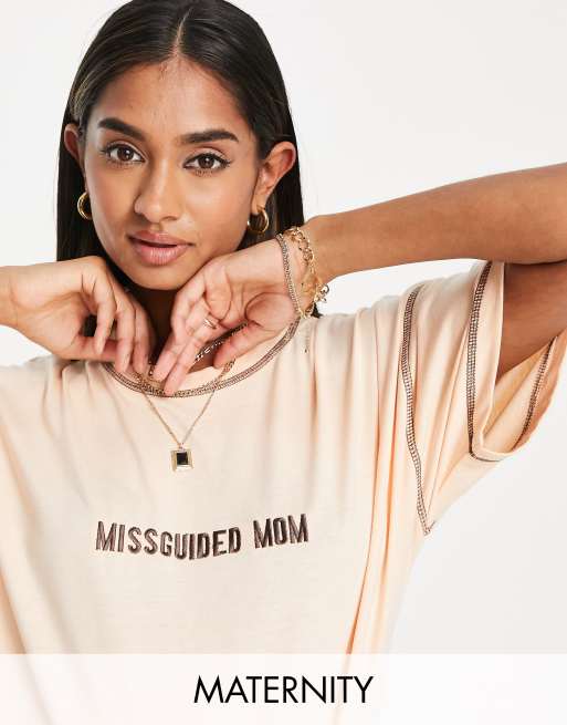 Missguided Maternity – Rosa set med kontrastfärgade sömmar med leggings och t-shirt, 3 av 3