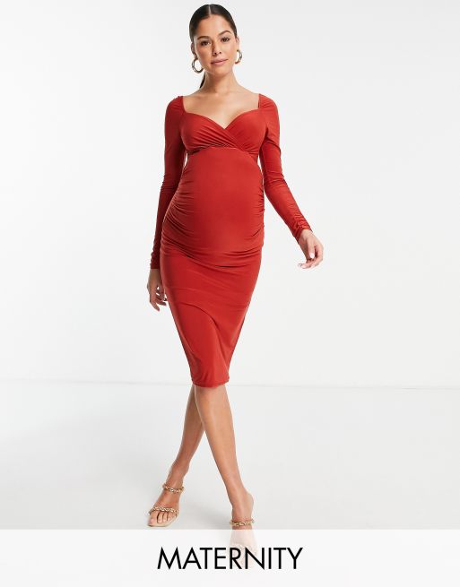 Missguided red discount midi dress