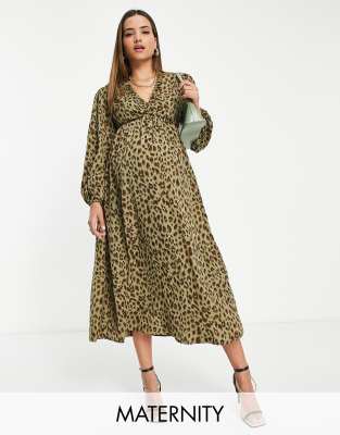 missguided leopard print midi dress