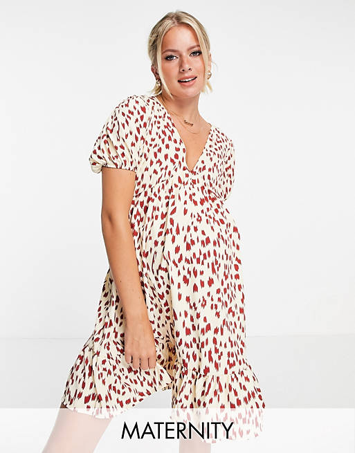  Missguided Maternity smock mini dress in leopard print 
