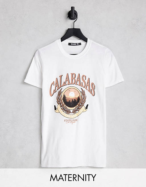  Missguided Maternity t-shirt with Calabasas graphic in white 