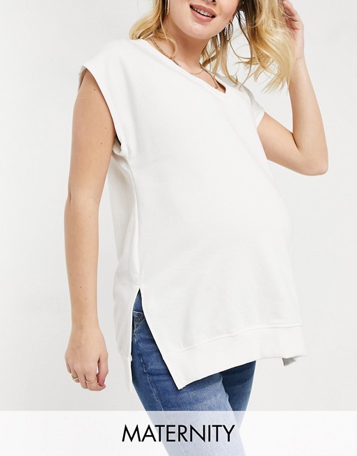 Missguided Maternity tank top with v neck in cream