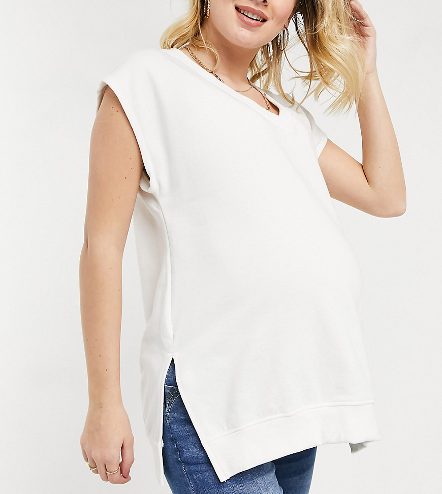 Missguided Maternity - Tanktop met V-hals in crème-Wit