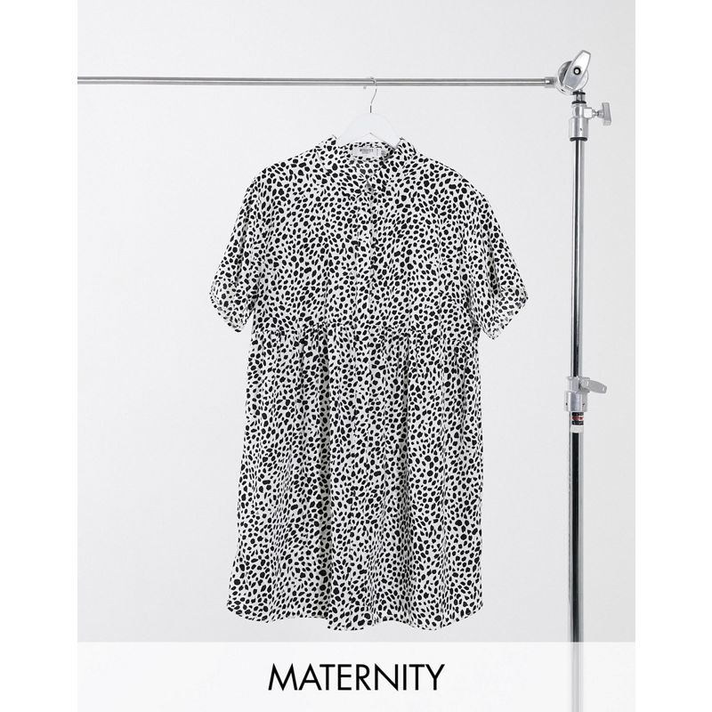 Missguided Maternity - Vestito chemisier a grembiule con stampa stile dalmata