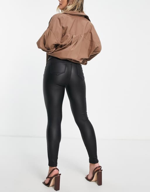 Missguided black coated jeans store