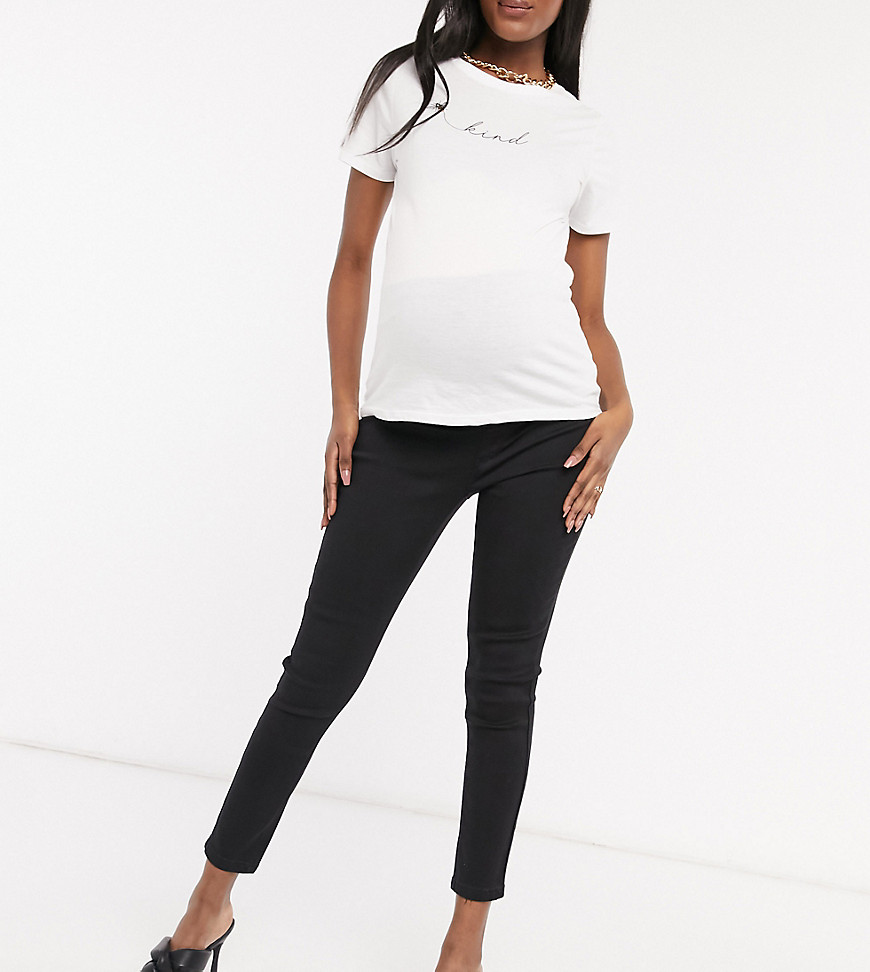 Missguided Maternity – Vice – Svarta skinny jeans med band över magen