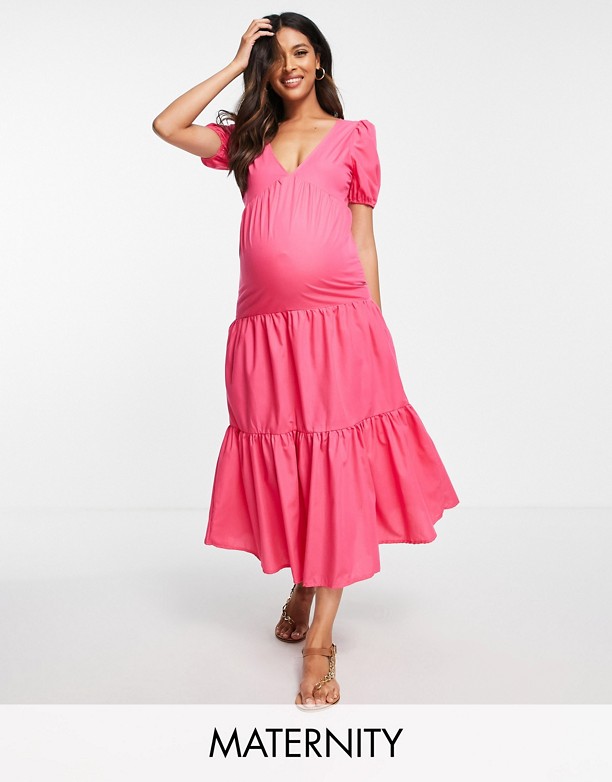  Wyrazić Missguided Maternity – Warstwowa luźna sukienka w kolorze fuksji Fuksja