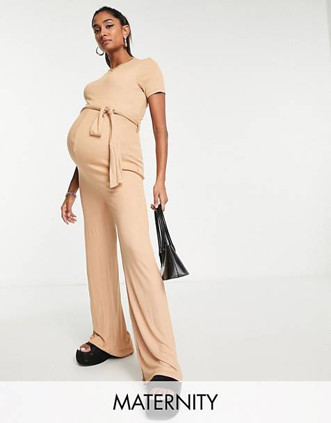 MATERNITY Khaki Tan Jumper Romper Overall Sleeveless Pregnant Casual Dress NWT 