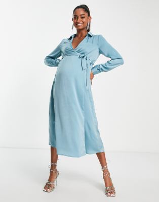 missguided blue wrap dress