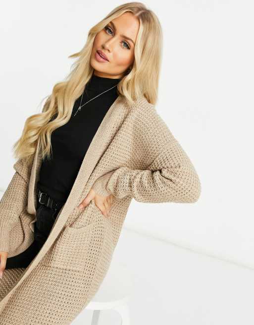 Missguided maxi cardigan in stone