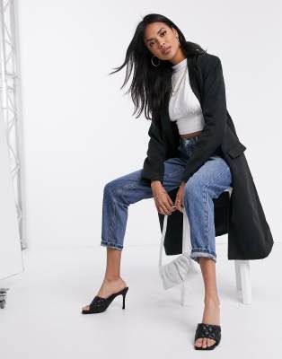 Haut Crop Noir Brodé Missguided - Taille 6, Manches Longues, Occasion Très Bon État