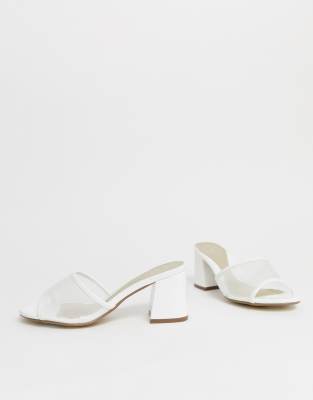 white mesh mules
