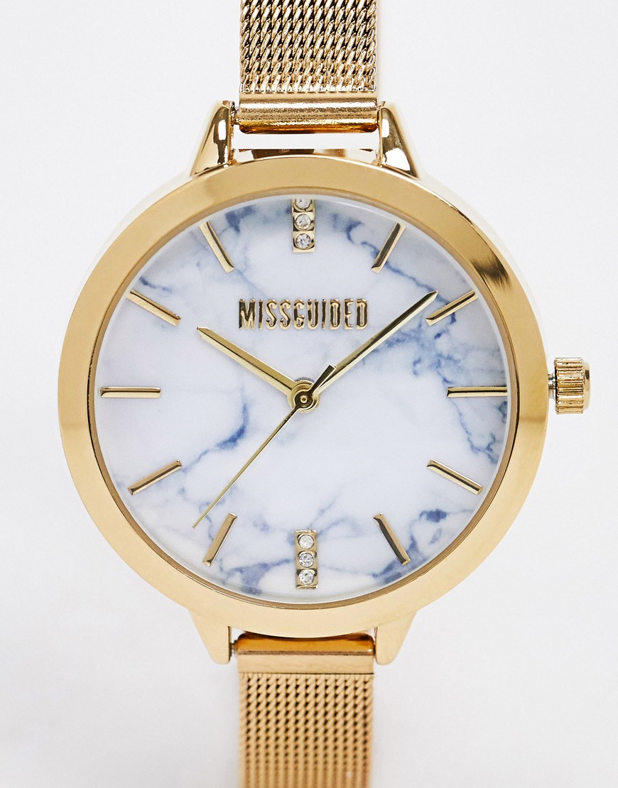Missguided mesh watch in gold