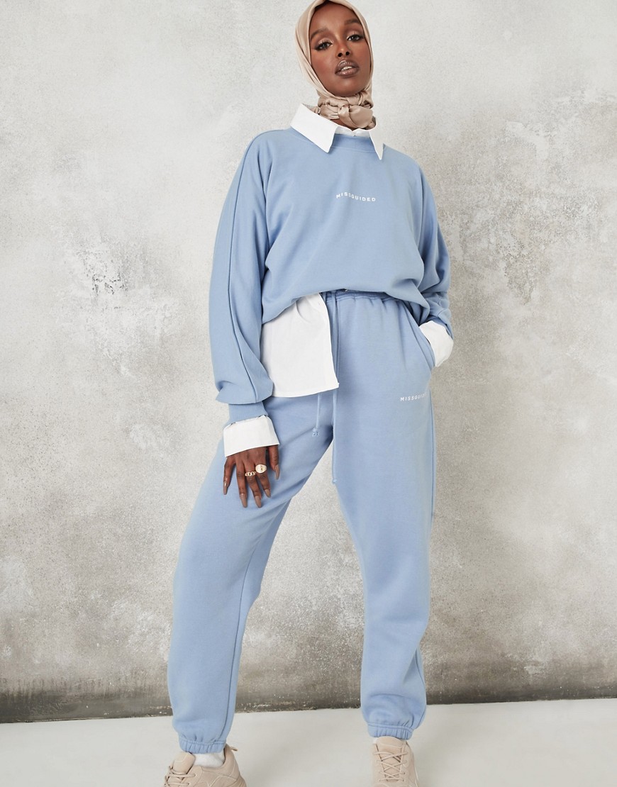 Missguided MIB coordinating oversized sweatpants in blue-Blues