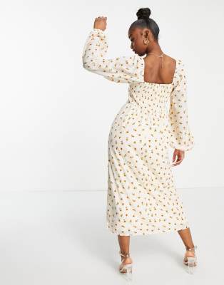 missguided midaxi dress with shirred back