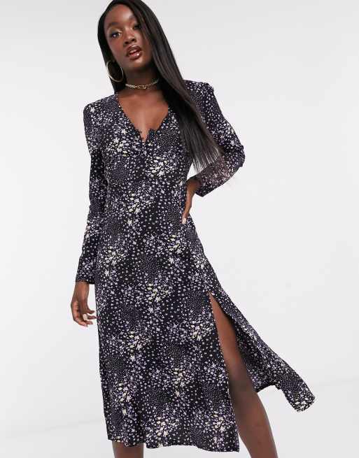 Missguided – Midi-Freizeitkleid mit Knopfdetail und Ditsey-Blumendruck, 4 von 4