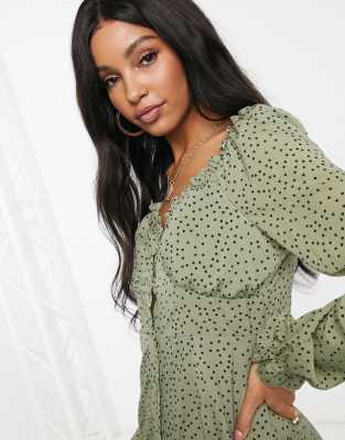 sage polka dot dress