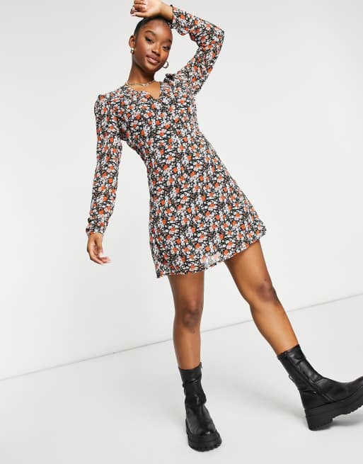 Missguided floral shop tea dress