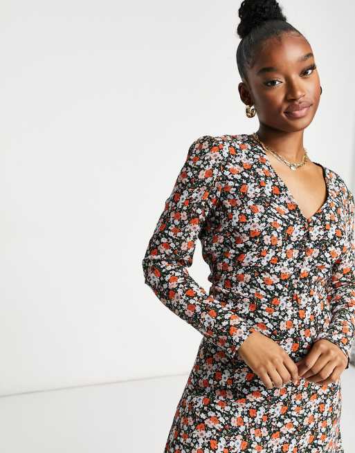 Missguided floral 2024 tea dress