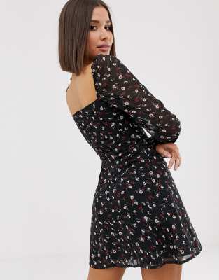 missguided black floral dress