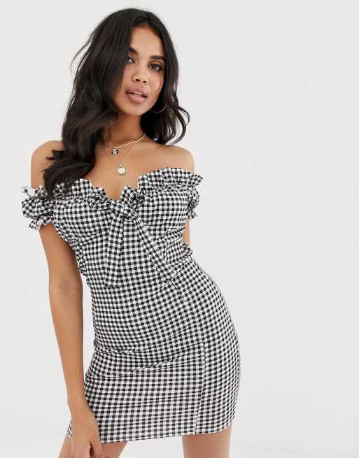 Missguided milkmaid mini dress in gingham check