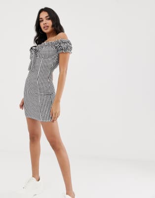 gingham milkmaid dress