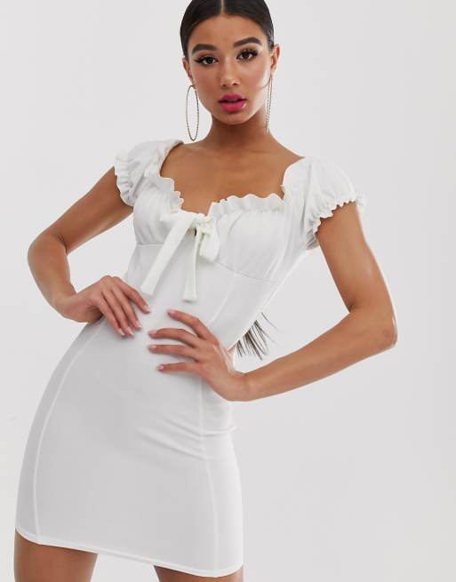 Missguided milkmaid  mini dress  in white  ASOS Missguided milkmaid  mini dress  in white  ASOS