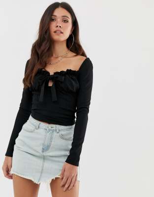 asos black bardot top