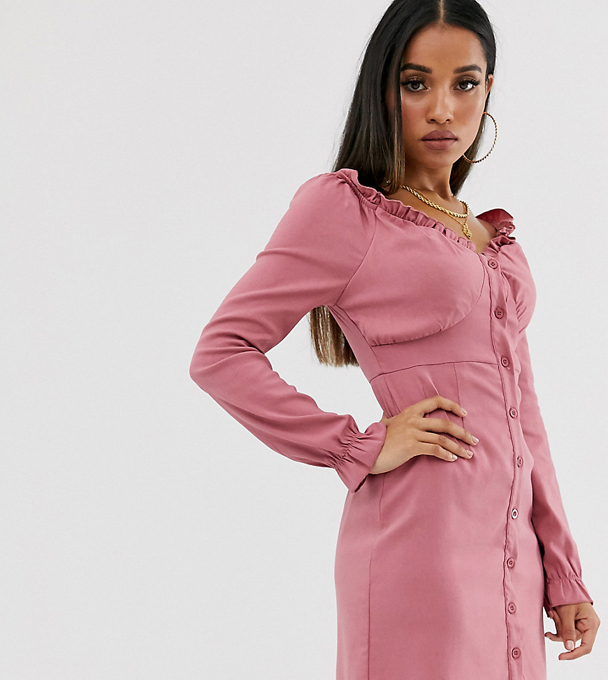 Missguided - Mini-jurk met blote schouders en ruches in roze