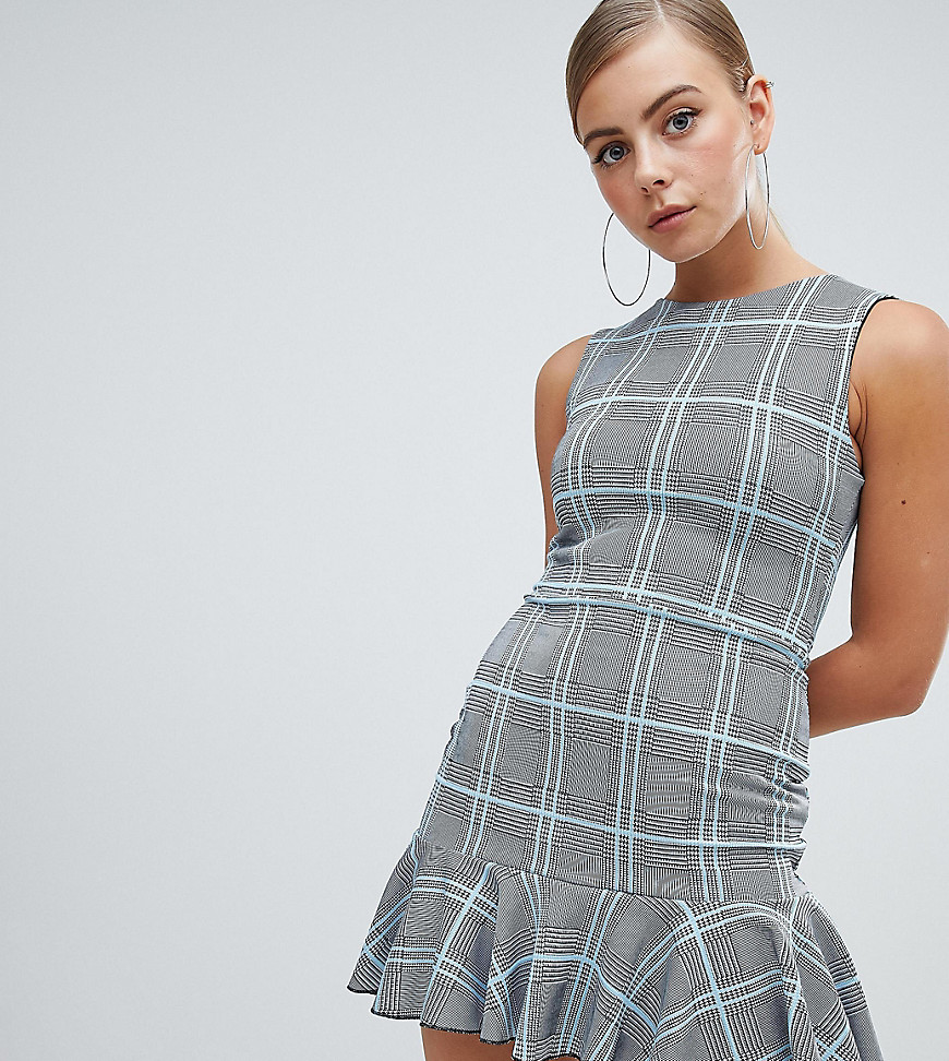 Missguided - Mini-jurk met ruitprint en peplum-zoom-Grijs
