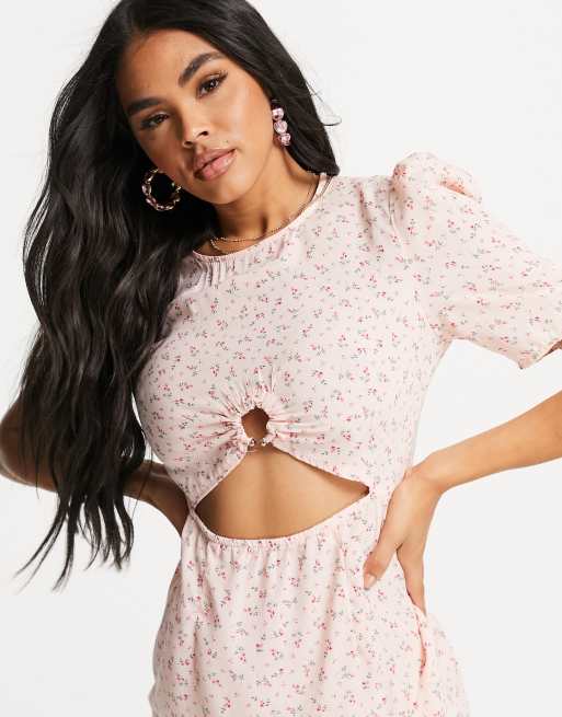 Missguided - Minikjole med udskæringer i pink blomstermønster, 2 af 4